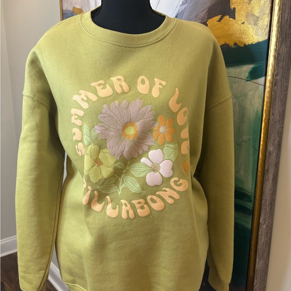 Set of Two Billabong Women's Floral Crew Neck Sweaters - Yellow and Olive - Picture 5 of 10